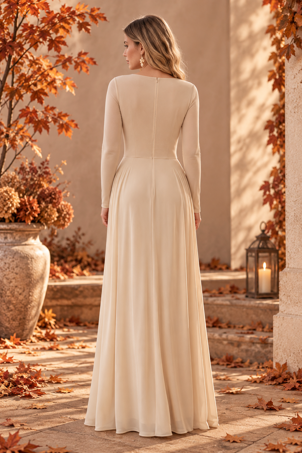 Vestido Largo Elegante de Manga Larga con Bordado Floral, Vestido Maxi Romántico de Noche, Vestido de Fiesta Formal, Vestido para Invitada de Boda, Vestido Corte A