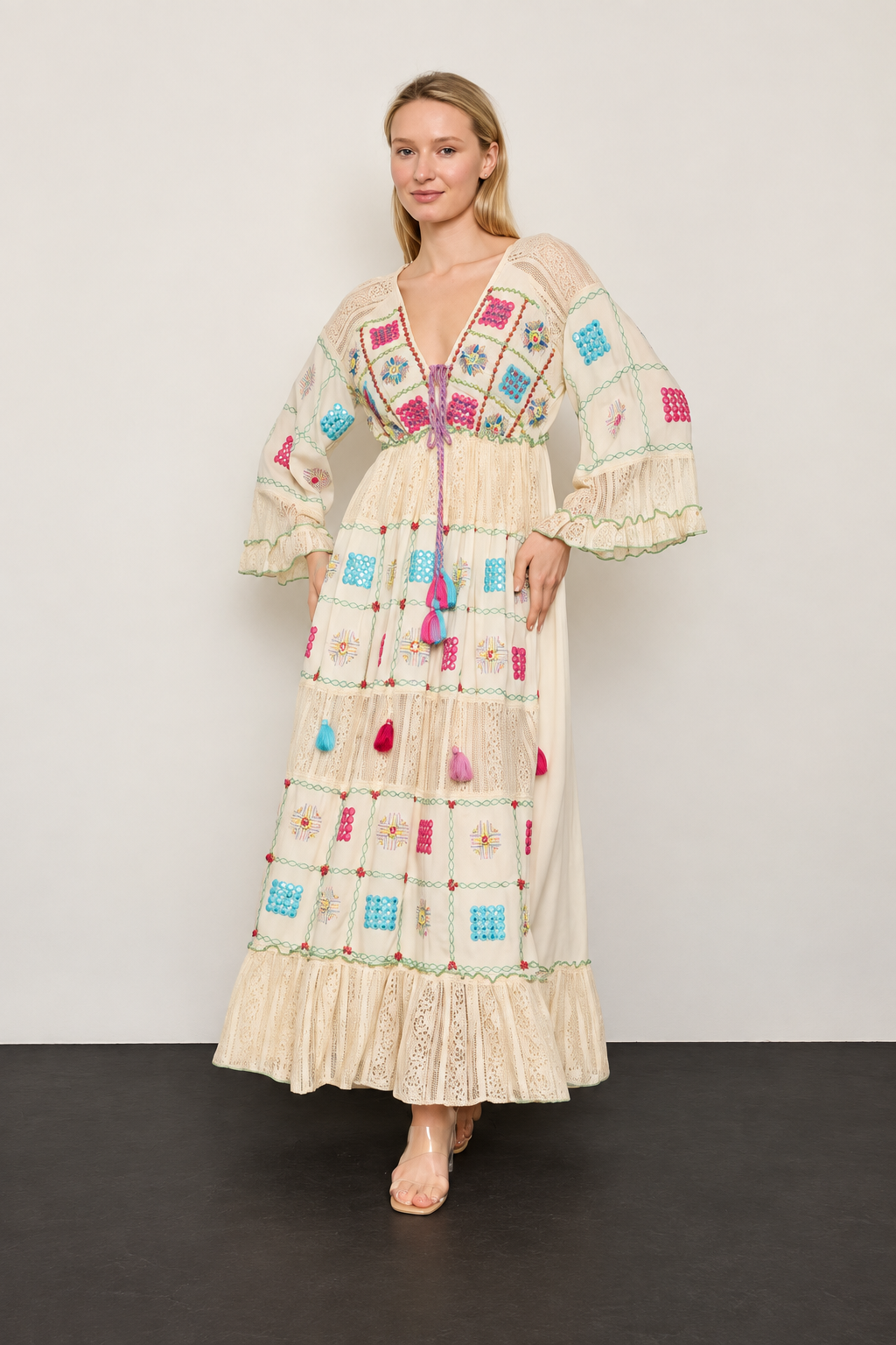 vestido de algodón con encaje