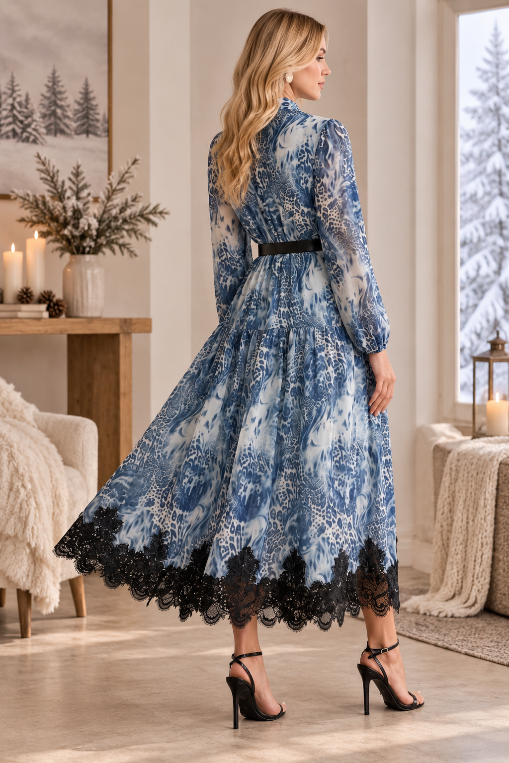 Vestido Camisero Bohemio de Chifón con Cinturón