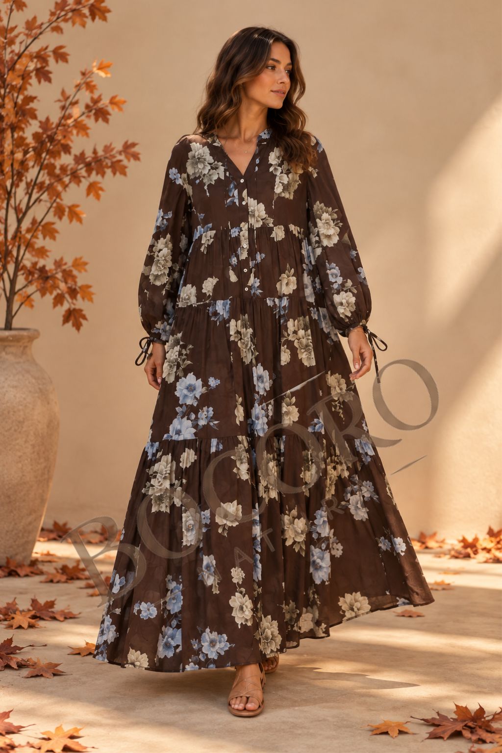 Vestido bohemio con lazadas