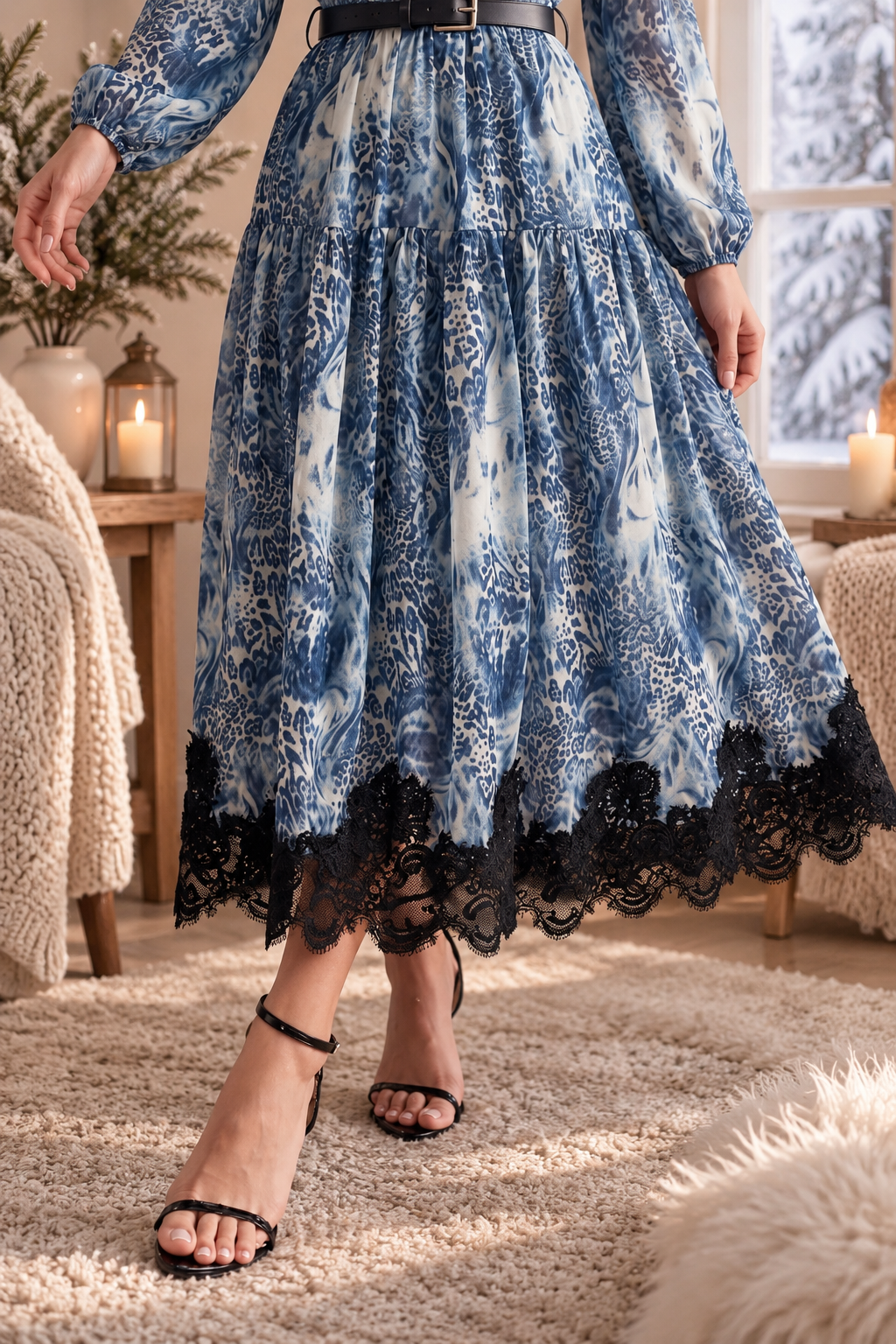Vestido Camisero Bohemio de Chifón con Cinturón
