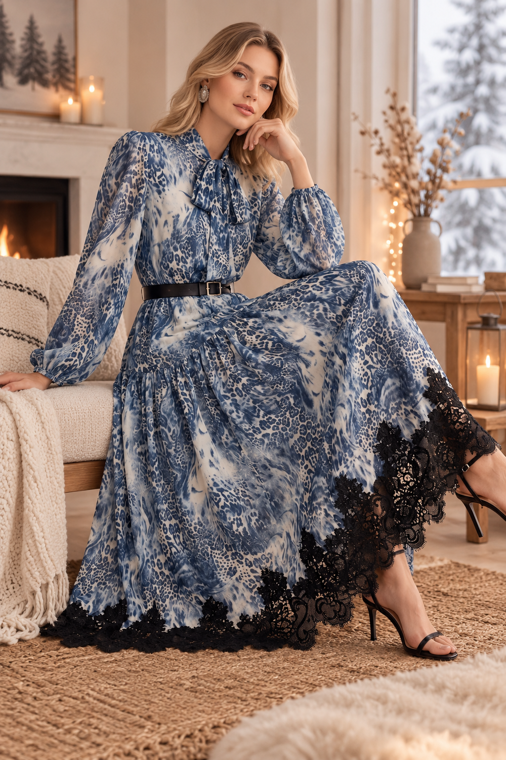 Vestido Camisero Bohemio de Chifón con Cinturón